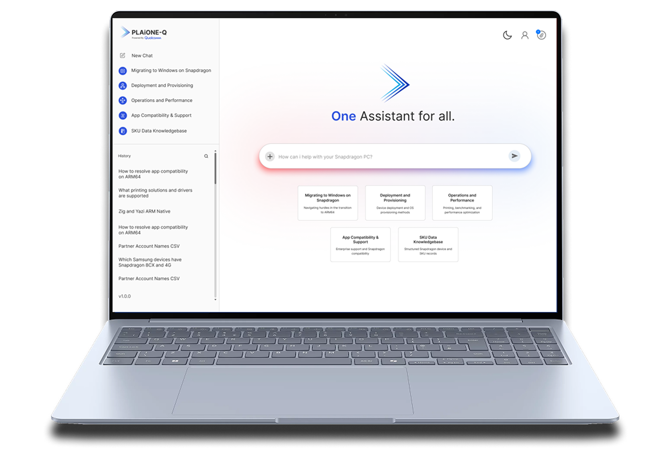 PLAiQ running on a Snapdragon laptop