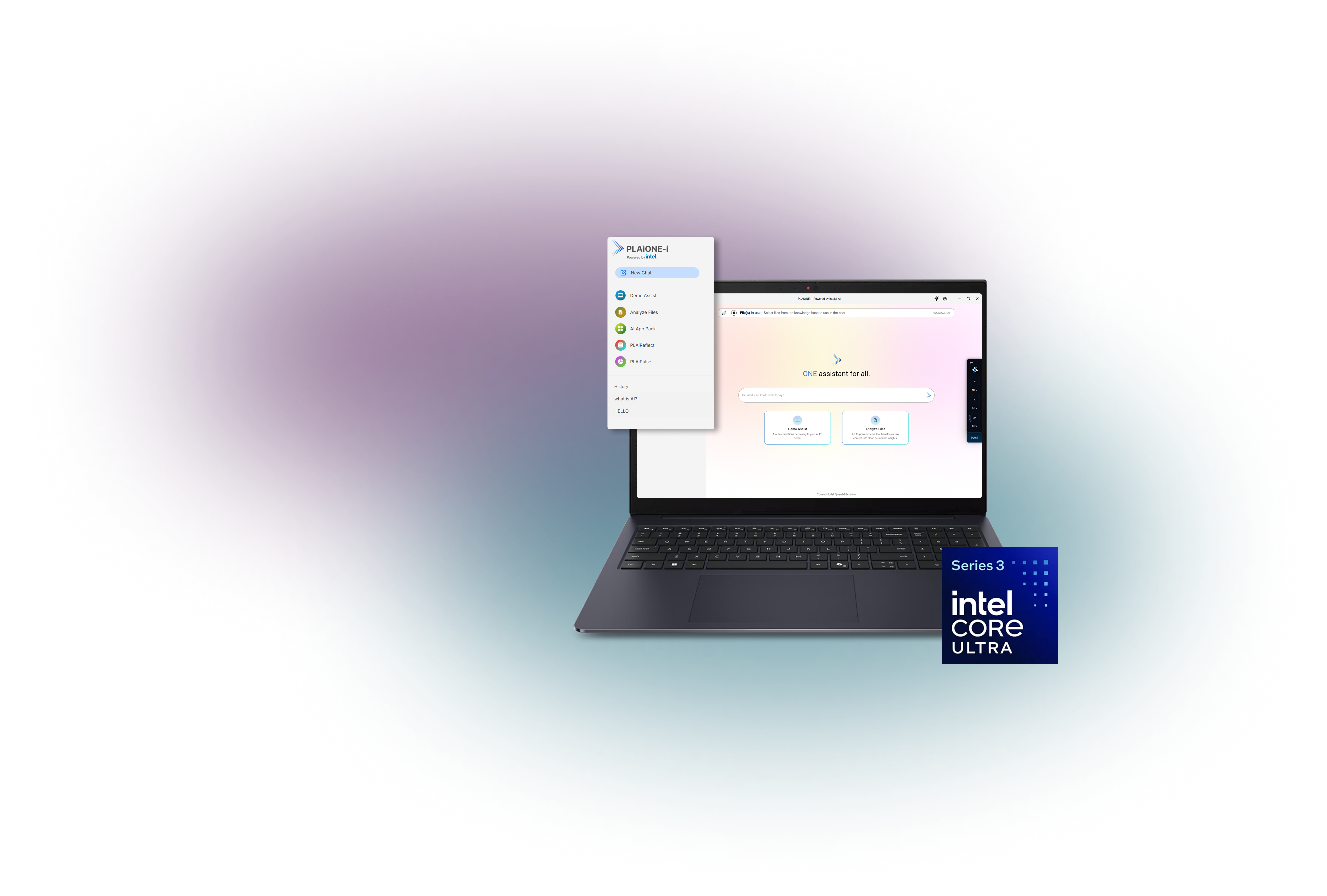 PLAiONE-i running on an Intel AI PC